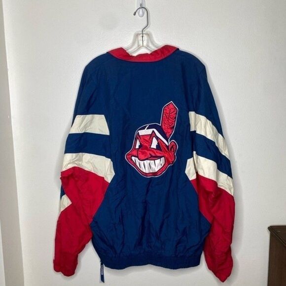 Vintage Cleveland Indians Starter wind breaker navy blue red white chief wahoo - Picture 5 of 12